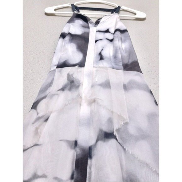 Rachel Comey Aten Silk Watercolor Dress 4 Square Neckline Organza Ruffle - Picture 6 of 12